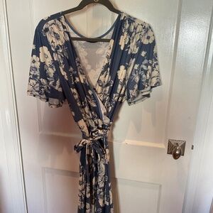 Mika rose blue and white floral dress